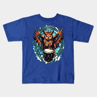 Owl And Drum Kids T-Shirt